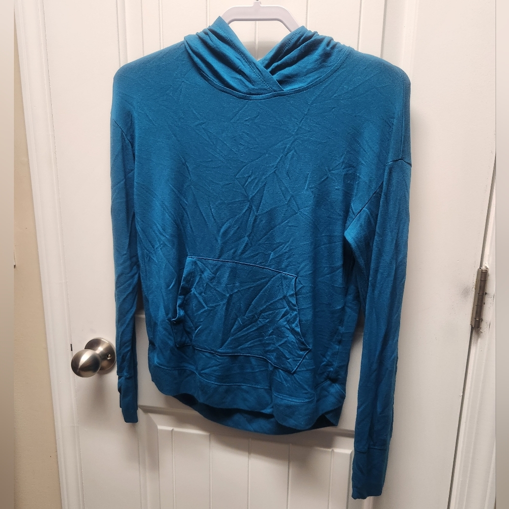 NWOT Large 10/12 Teal Blue Hooded Long Sleeve by All In Motion